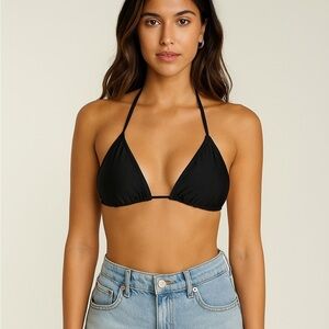 Black triangle bikini top padded adjustable size small NWT New